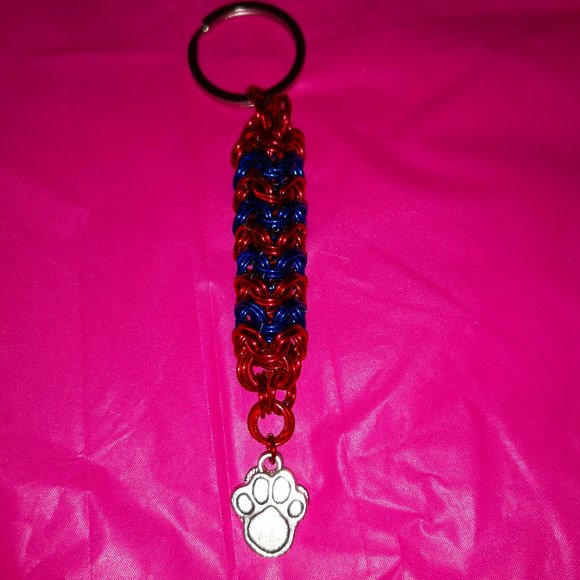 Handcrafted Blue & Pink Chainlink Keychain for Pet Lovers! - Picture 1 of 3